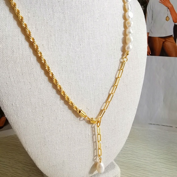 18K Gold Plated Freshwater Pearl Necklace - Picture 7 of 10